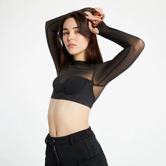adidas Originals x IVY PARK Women's Black Long Sleeve Mesh Crop Top size S - Picture 5 of 9